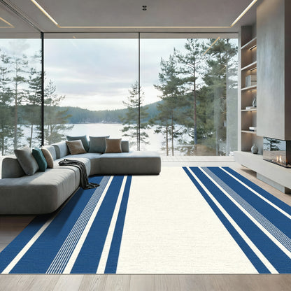 Classic Blue White Stripe Rug