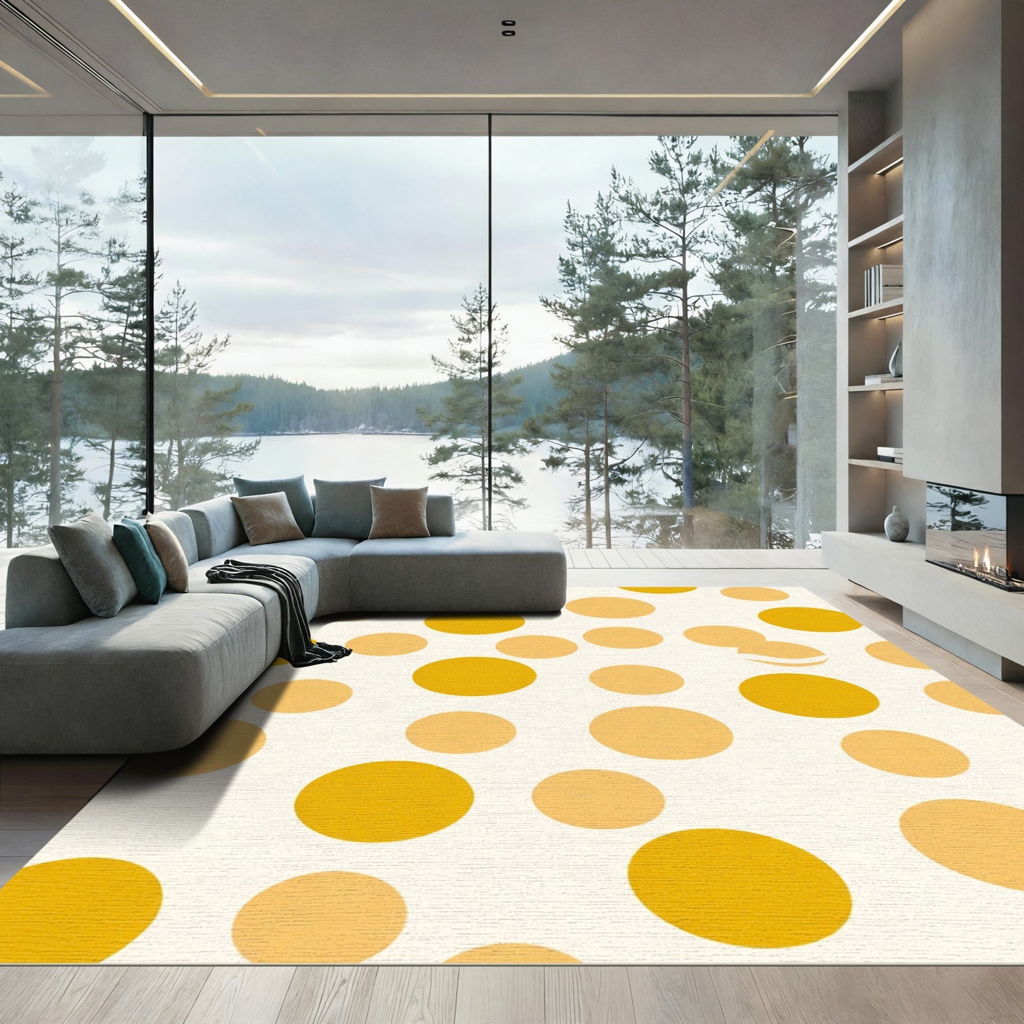 Golden Yellow Polka Dot Collection Rug