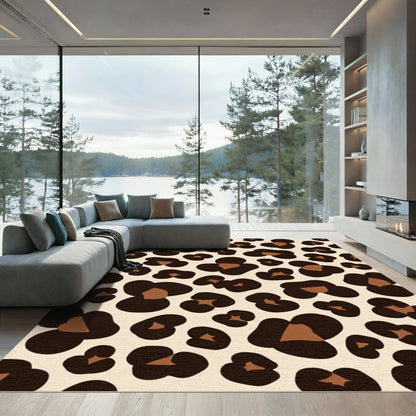 Leopard Spot Print Ochre Rug