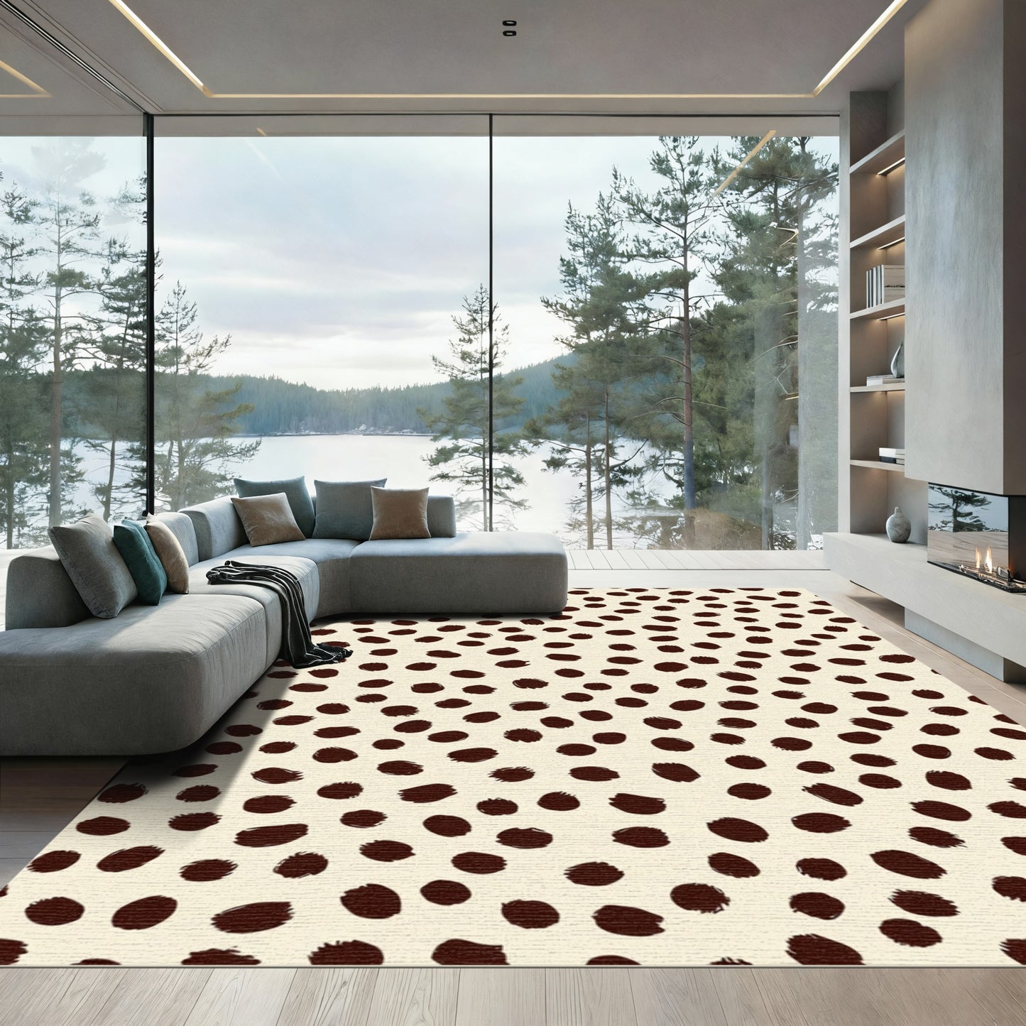 Chocolate Dotty Tan Background Rug