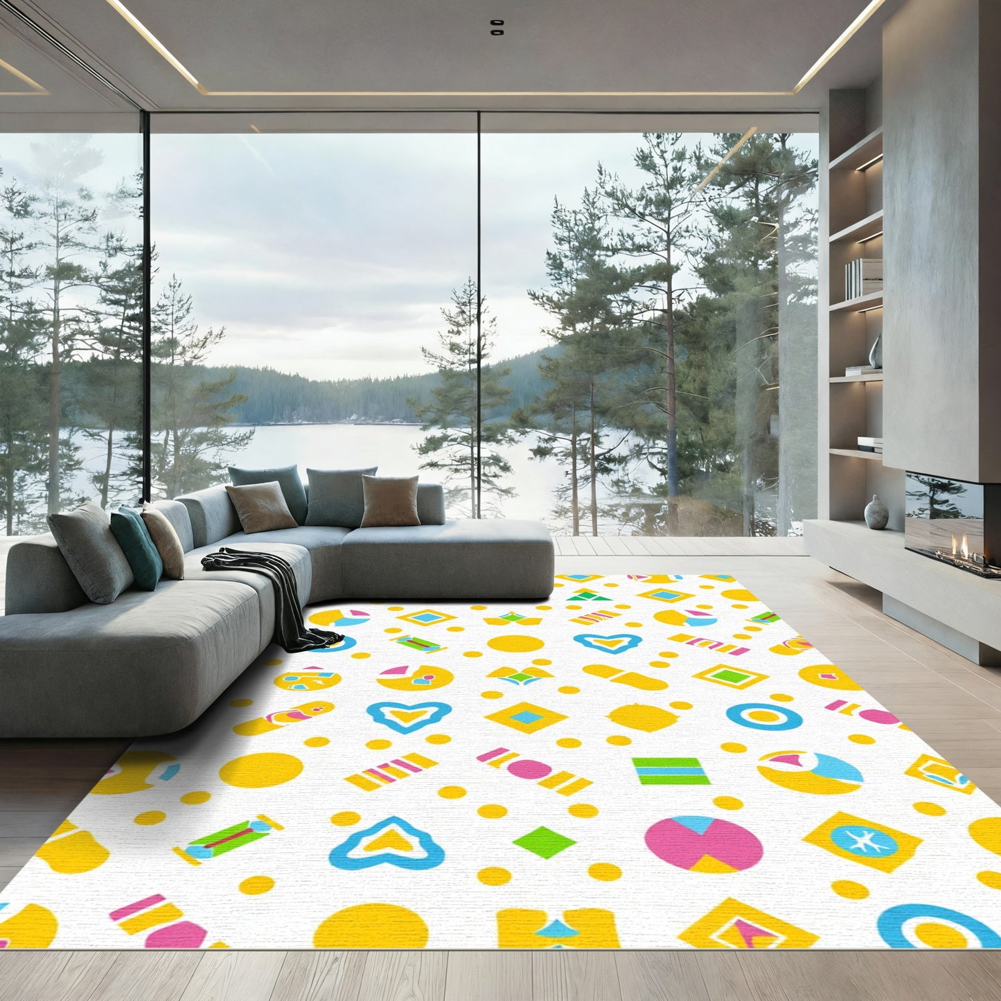 Bright Geometric Shapes Collection Rug