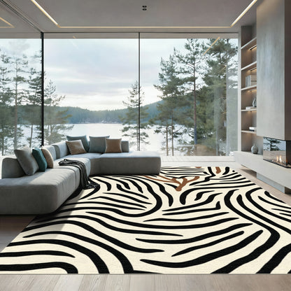 Bold Black Brown Zebra Stripe Rug