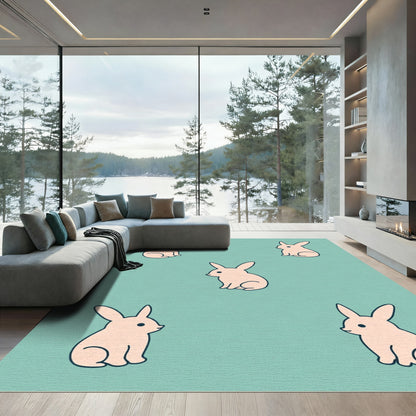 Blush Bunnies Scatter Pattern Rug