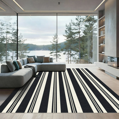 Bold Monochrome Parallel Lines Rug