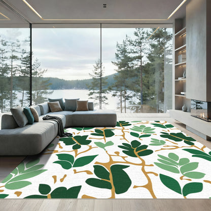 Gilded Branches Green Leaf Medley Rug