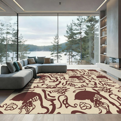Crimson Silhouette Organic Flow Rug