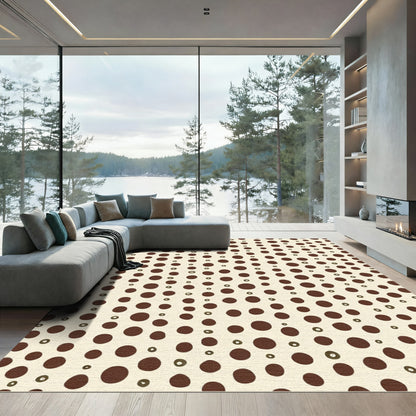 Cream Brown Scattered Polka Dots Rug