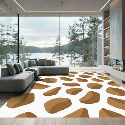 Brown Irregular Spots Abstract Pattern Rug