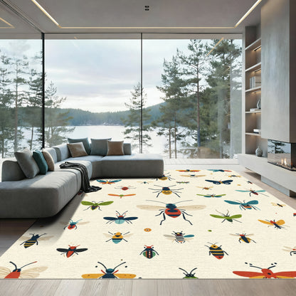 Whimsical Colorful Insect Collection Rug