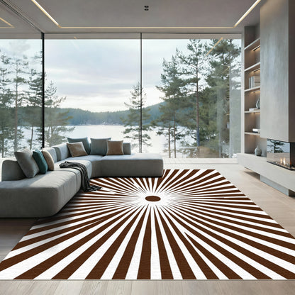 Brown Sunburst Radial Rug