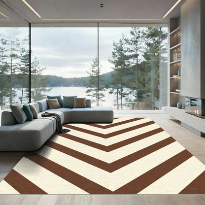 Geometric Brown Cream Chevron Stripes Rug