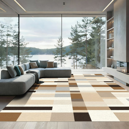 Woodland Tones Geometric Blocks Rug