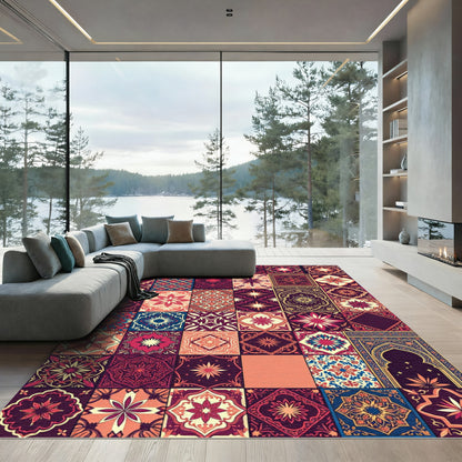 Vibrant Jewel Tone Medallion Collage Rug