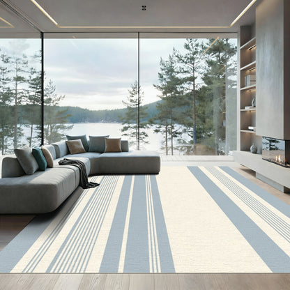 Pale Blue Cream Stripe Repeat Rug