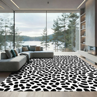 Black White Pebble Scatter Rug