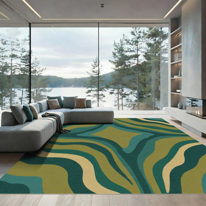 Camouflage Abstract Wavy Organic Rug