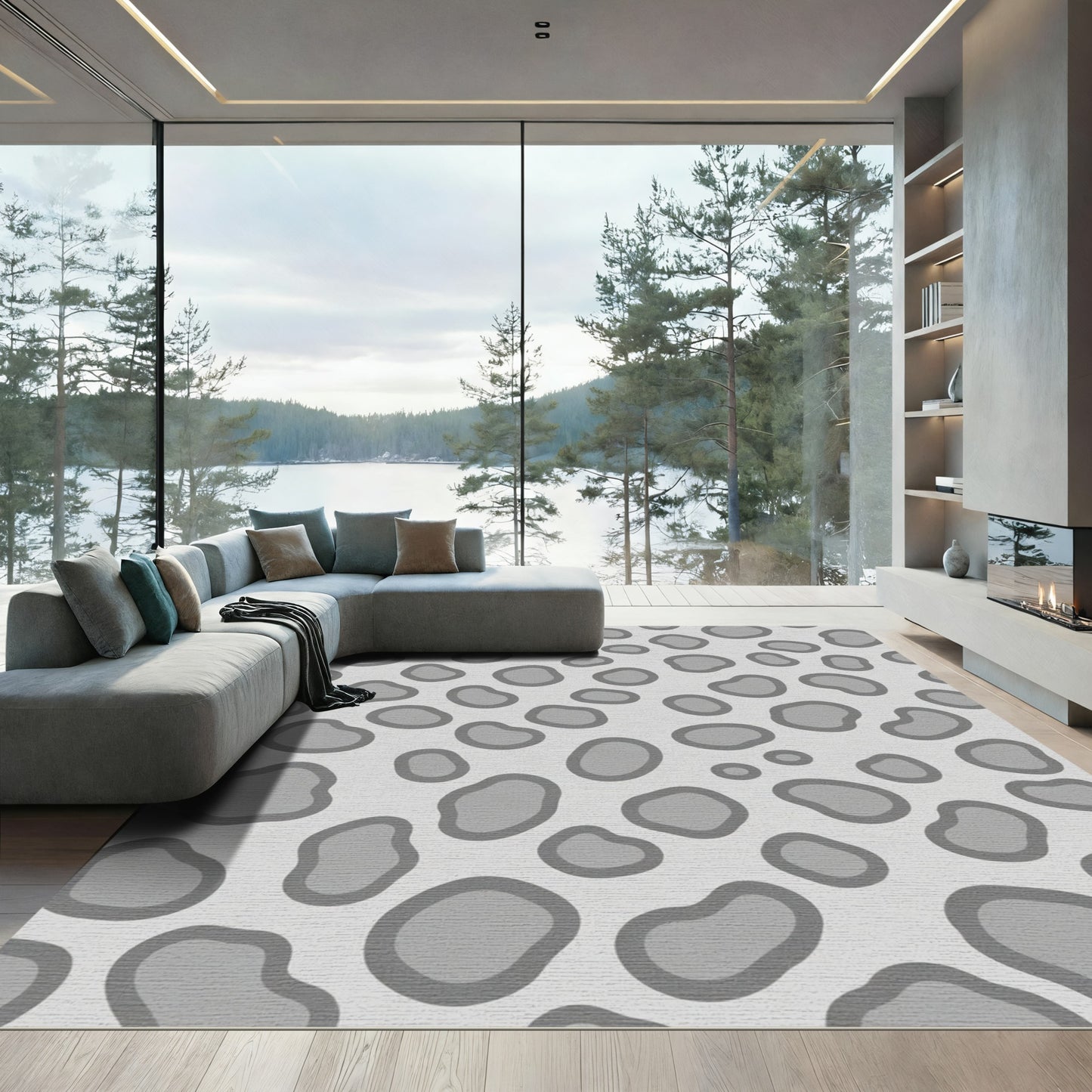 Cool Gray Opaque Spots Rug