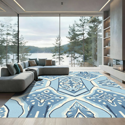 Majestic Blue Symmetry Medallion Rug