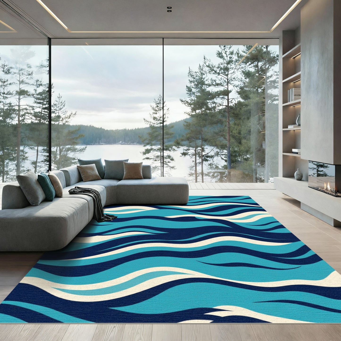Oceanic Flowing Coastal Layers Rug