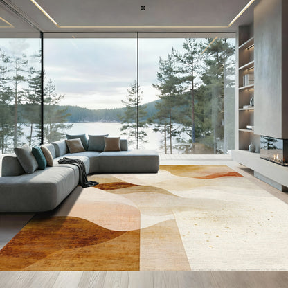 Earthy Layered Fluid Wave Rug