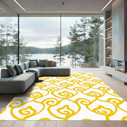 Golden Flame Swirl Arrangement Rug
