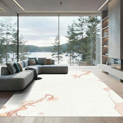 Cream Beige Swirl Wisp Rug