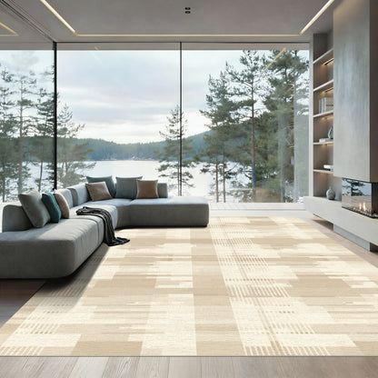Earthy Tones Glitch Striped Rectangles Rug