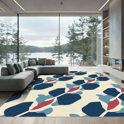 Abstract Navy Blue Organic Shapes Rug