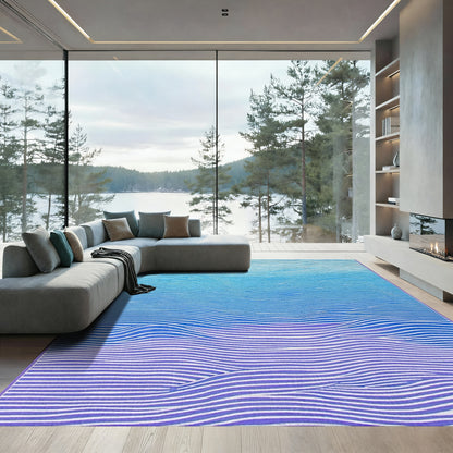Blue Purple Wavy Gradient Rug
