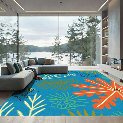 Vibrant Coral Fish Aquatic Medley Rug