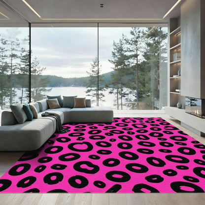 Hot Pink Black Animal Spots Rug