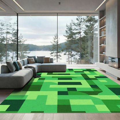 Verdant Abstract Geometric Mosaic Rug