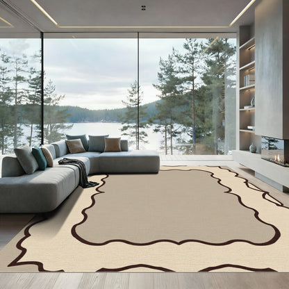 Neutral Cream Scalloped Border Rug