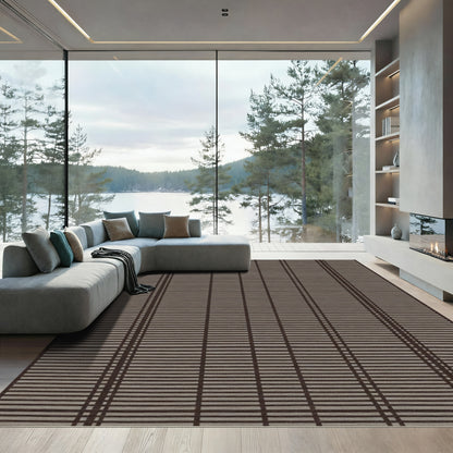 Dark Taupe Stripe Grid Rug