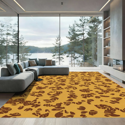 Abstract Ochre Spots Organic Rug