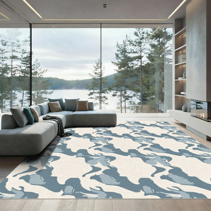 Subtle Blue Abstract Flow Rug