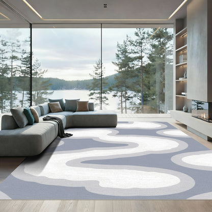 Soft Blue Abstract Cloud Shapes Rug