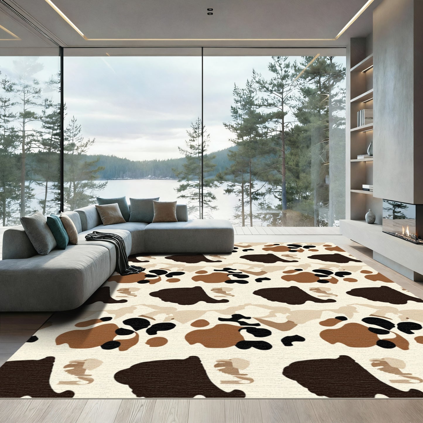 Earthy Abstract Spots Composition Rug