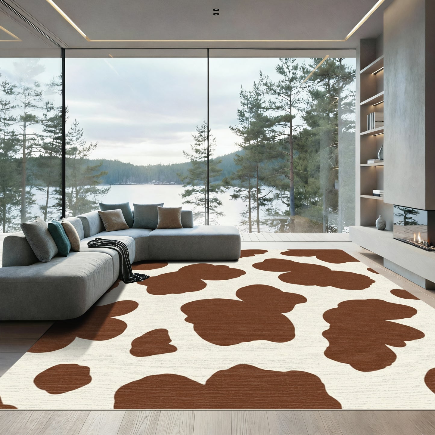 Brown White Cow Spots Rug