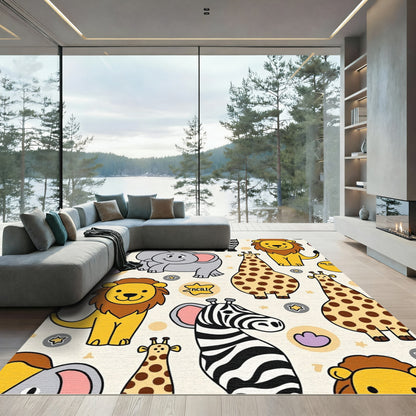 Cute Safari Animals Playful Pattern Rug