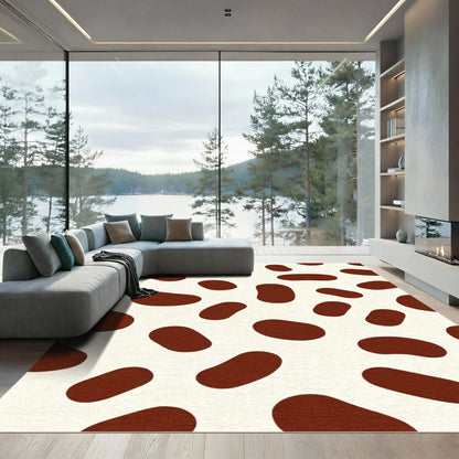 Brown spotted pattern on cream background Rug