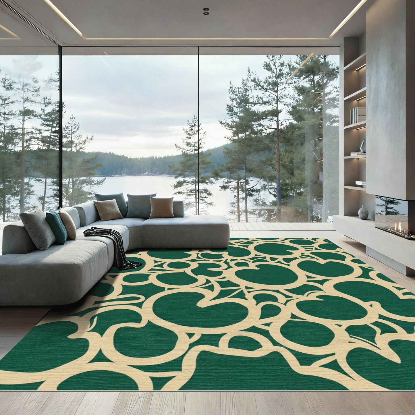 Emerald Cream Organic Swirls Rug