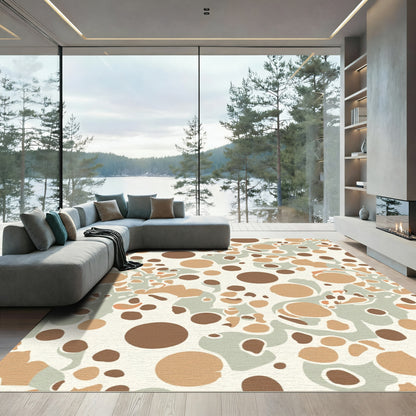 Abstract Earthy Tone Organic Circles Rug