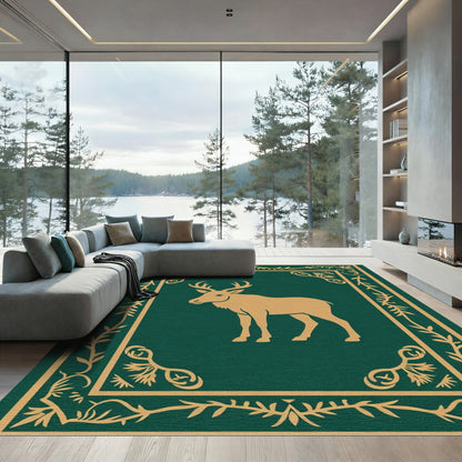 Golden Stag Forest Border Rug