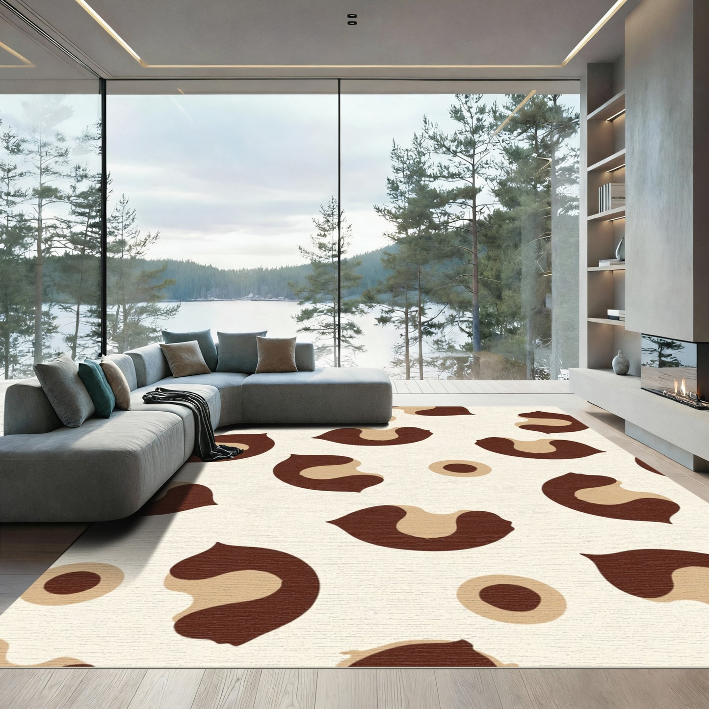 Brown Ivory Leopard Spots Rug