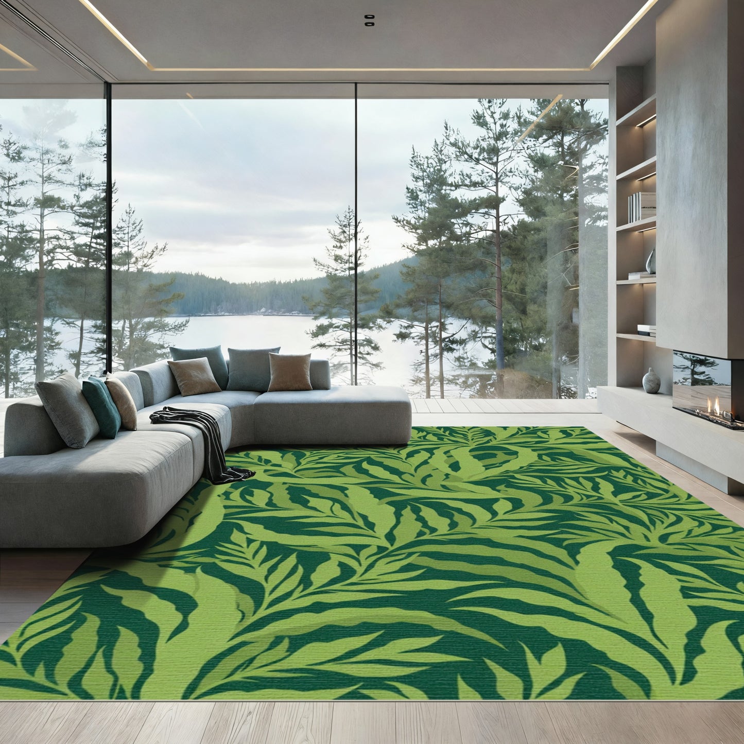 Forest Green Lush Leafy Vines Rug