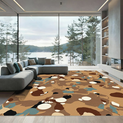 Abstract Earthy Tone Blended Shapes Rug