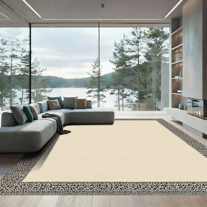 Cream Abstract Dalmatian Border Rug