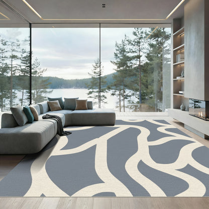 Gray Abstract Organic Flow Rug