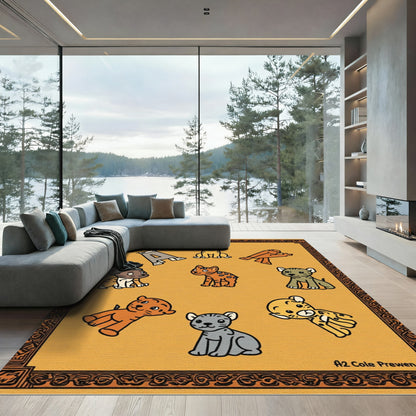Golden Jungle Cats Animal Adventure Rug